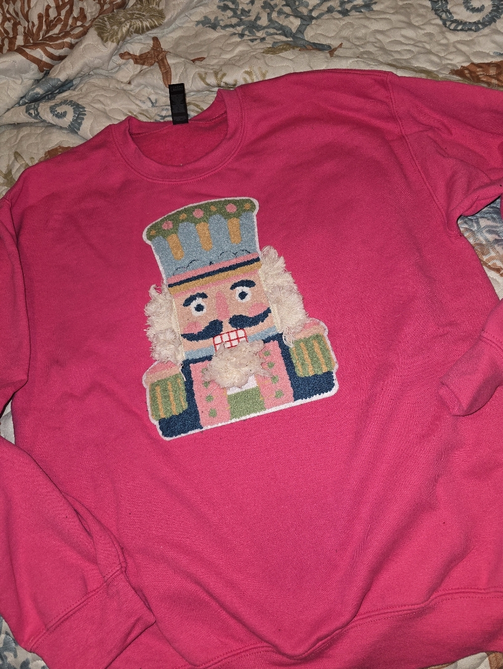 Hot Pink Nutcracker Crewneck Sweatshirt Chenille Medium